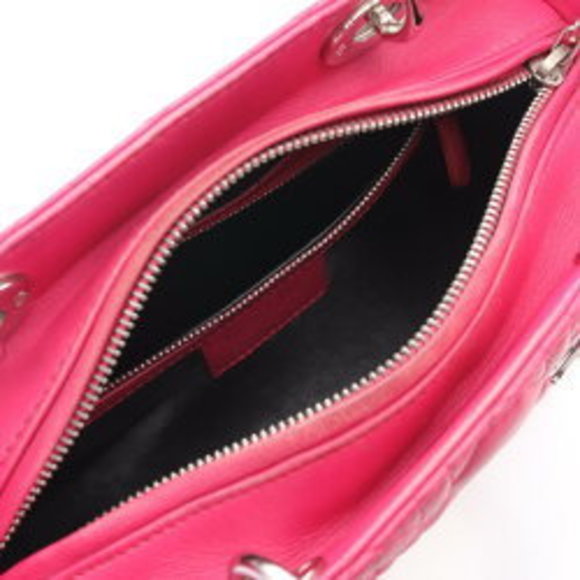 Dior Lady Cannage Leather Handbag Pink Purple Black - Picture 3 of 8